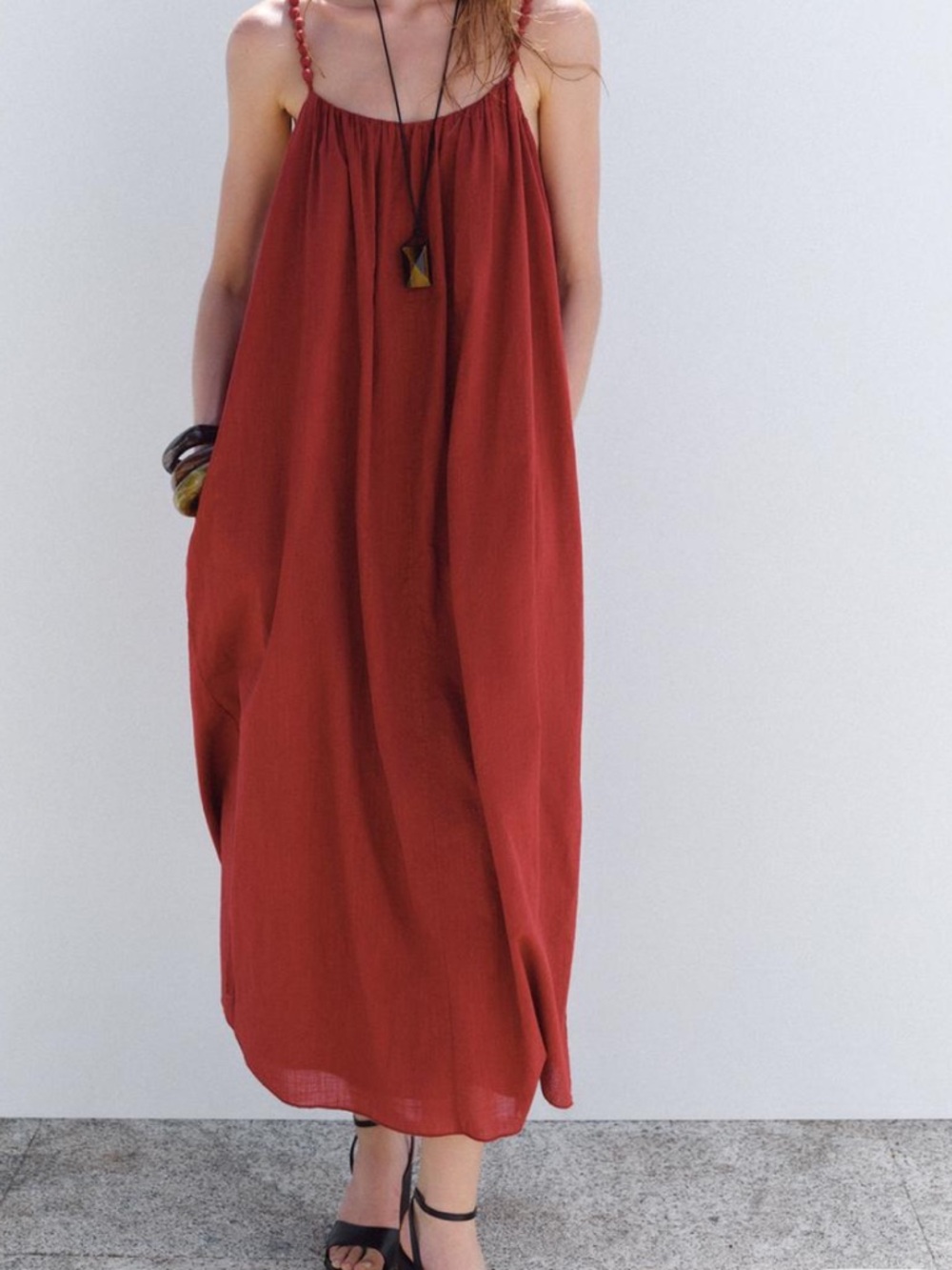 Zara Sleeveless Red Maxi Dress - Lightweight Summer Dress NWT